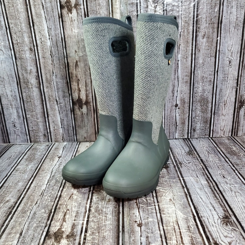 Bogs Women's Crandall Wool Tall Waterproof Warm Lined Boots 72108-011 Grey Sz 6